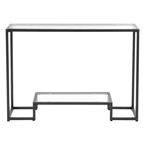 2-stufiger Glaskonsolentisch, rechteckiger Beistelltisch mit Kippschutz, schwarz