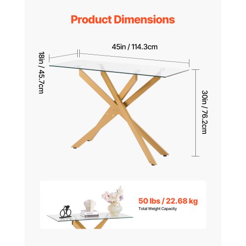 Glass coffee table Rectangular coffee table with glass top and cross legs