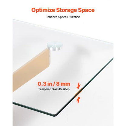 Glass coffee table Rectangular coffee table with glass top and cross legs