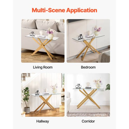 Glass coffee table Rectangular coffee table with glass top and cross legs