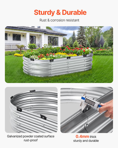 Metall-Hochbeet für den Garten, 1,2 x 6 x 3 m, verzinkter Pflanzkasten für den Außenbereich, silberfarben