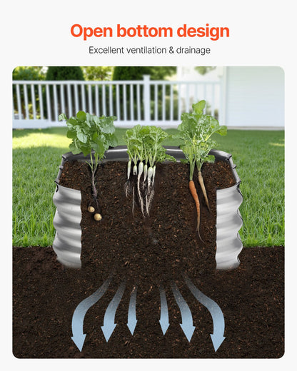 Metall-Hochbeet für den Garten, 1,2 x 6 x 3 m, verzinkter Pflanzkasten für den Außenbereich, silberfarben