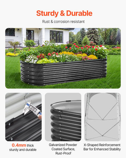 Metall angehobenes Garten-Bett 6.56x1.96x1.4 Fuß galvanisierte Pflanzer-Kasten-Dunkelgrau