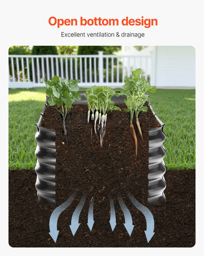 Metall angehobenes Garten-Bett 6.56x1.96x1.4 Fuß galvanisierte Pflanzer-Kasten-Dunkelgrau