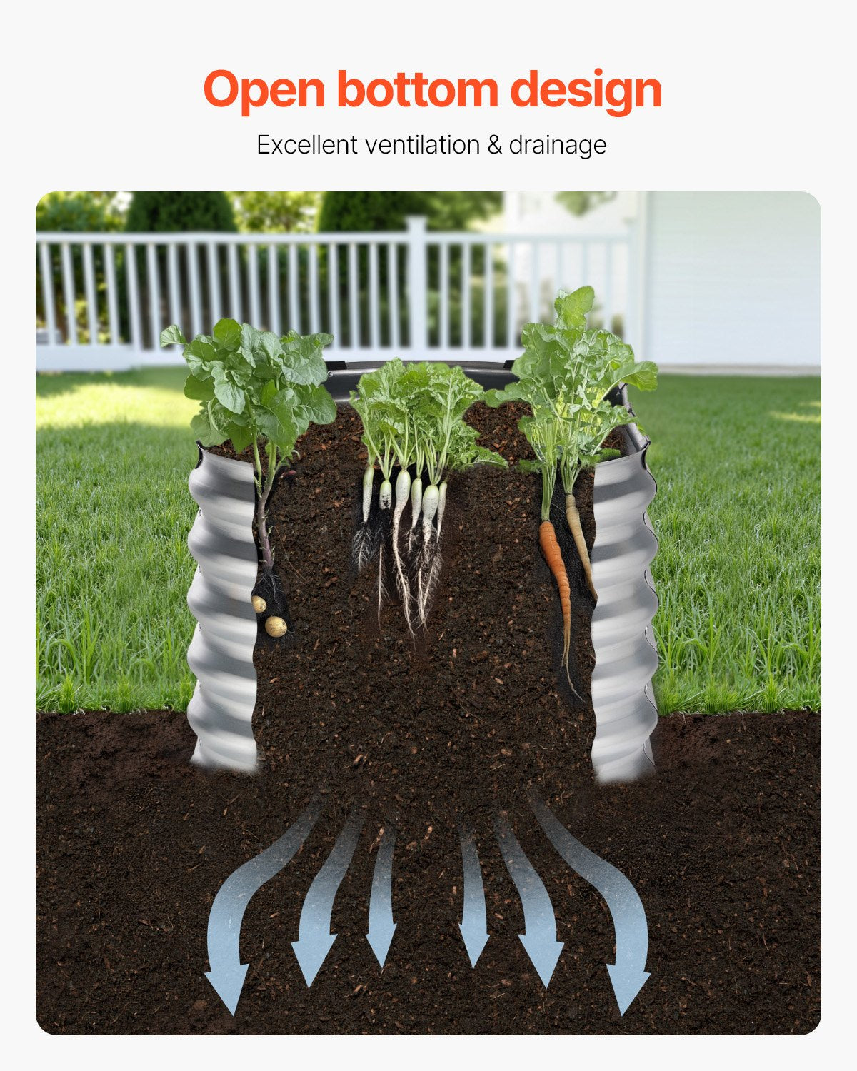 Metall-Hochbeet, 4 x 2 x 2 Fuß, verzinkter Pflanzkasten für den Außenbereich, silberfarben