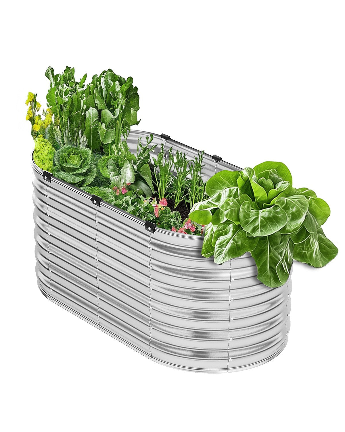 Metall-Hochbeet, 4 x 2 x 2 Fuß, verzinkter Pflanzkasten für den Außenbereich, silberfarben