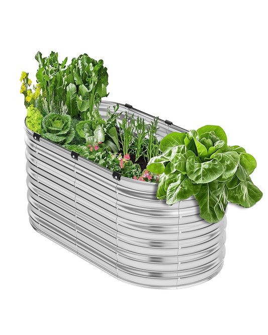 Metal Upphöjd trädgårdssäng 4x2x2 ft Utomhus galvaniserad planteringslåda Silver