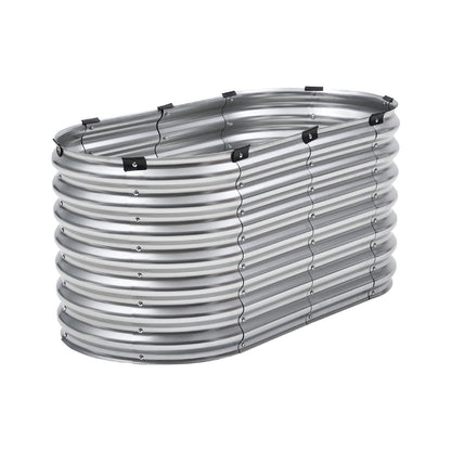 Metall-Hochbeet, 4 x 2 x 2 Fuß, verzinkter Pflanzkasten für den Außenbereich, silberfarben