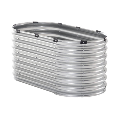 Metall-Hochbeet, 4 x 2 x 2 Fuß, verzinkter Pflanzkasten für den Außenbereich, silberfarben