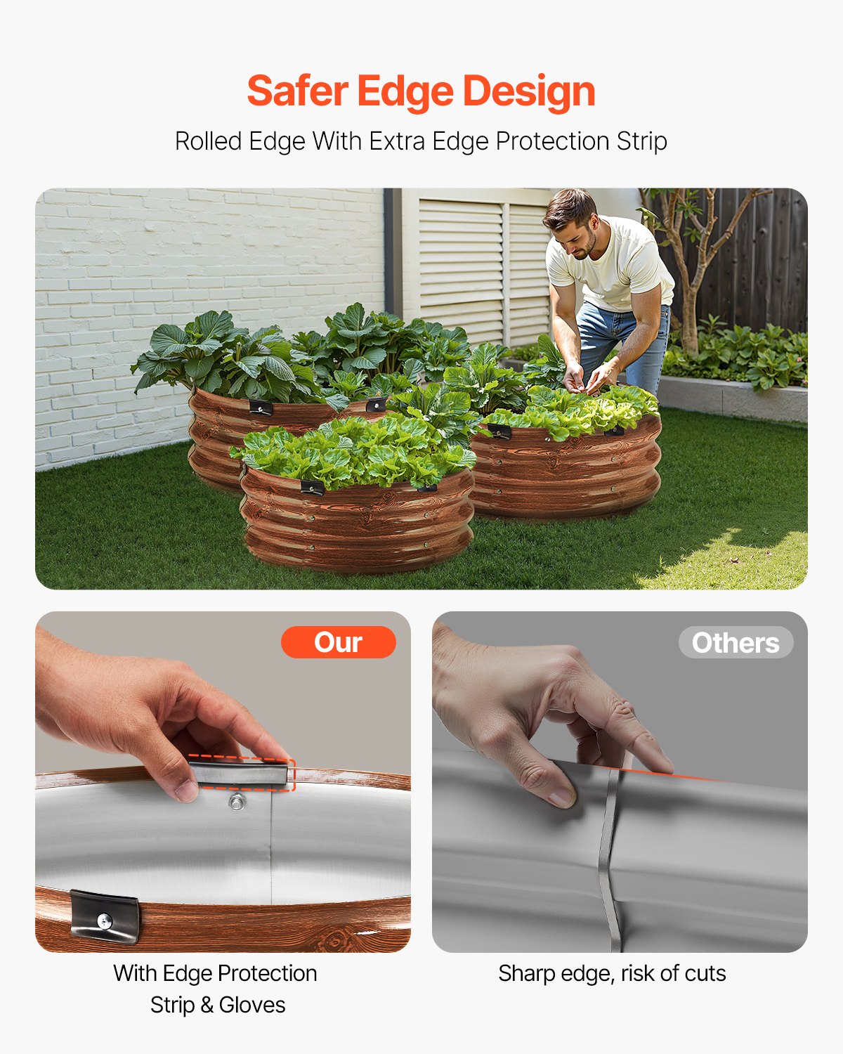 Metall upphöjd trädgårdssäng 2x1 fot 3 st Utomhus galvaniserad plantering träsäd