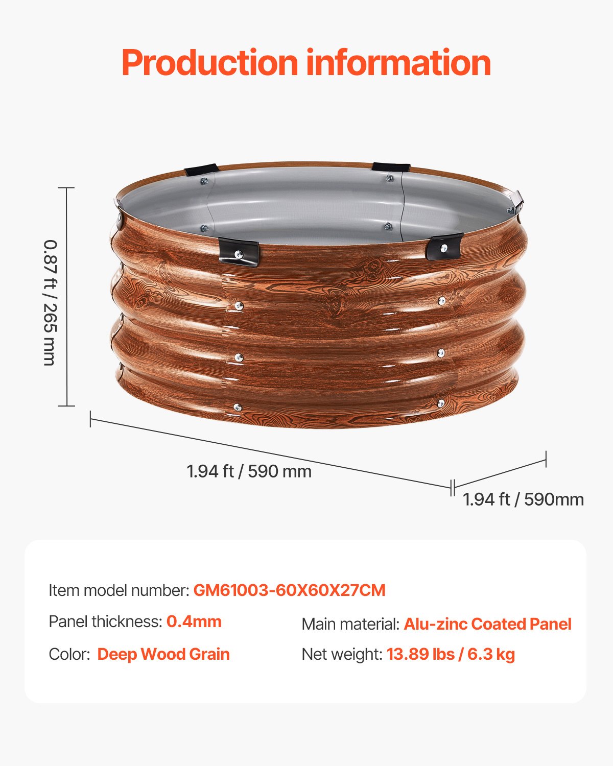 Metall upphöjd trädgårdssäng 2x1 fot 3 st Utomhus galvaniserad plantering träsäd