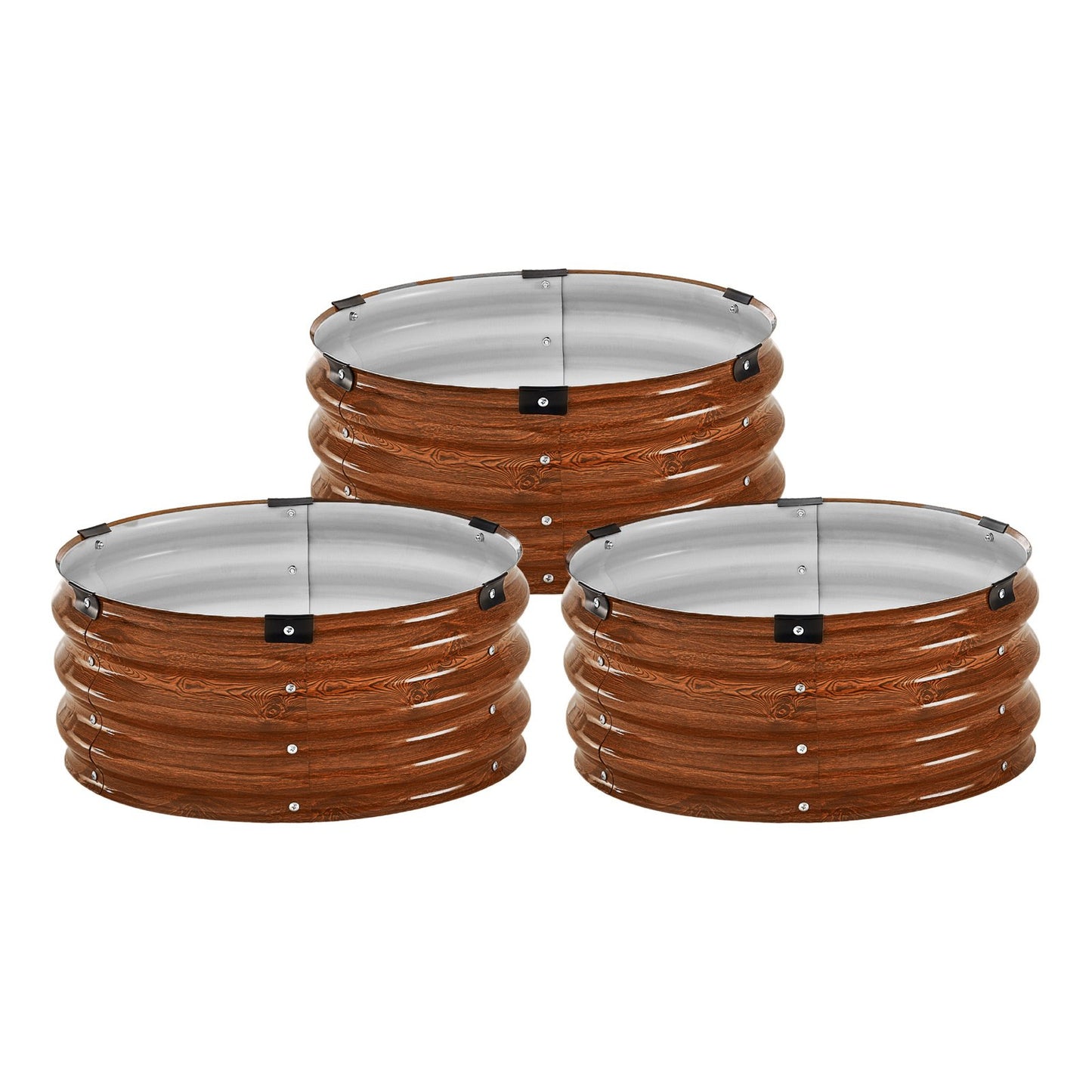 Metall upphöjd trädgårdssäng 2x1 fot 3 st Utomhus galvaniserad plantering träsäd