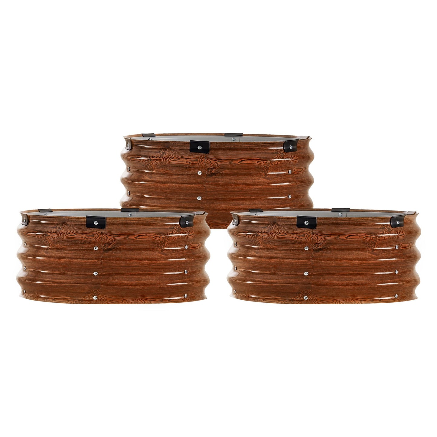 Metall upphöjd trädgårdssäng 2x1 fot 3 st Utomhus galvaniserad plantering träsäd