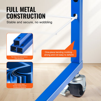 Art Drying Rack, 25 Removable Shelves 17 x 13 x 39.4 inch Paint Drying Rack With Lockable Wheels, Carbon Steel Painting Drying Rack for Artwork in Classroom, Art Studios and Schools, Blue+White