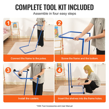 Art drying rack 25 removable shelves Paint drying rack with 4 wheels Blue