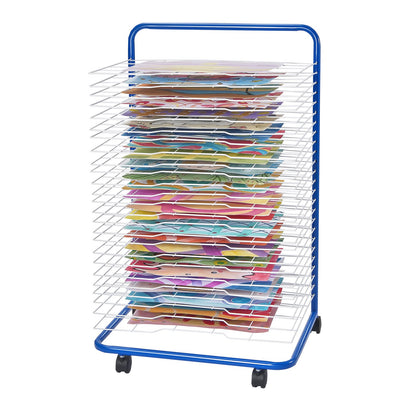 Art drying rack 25 removable shelves Paint drying rack with 4 wheels Blue