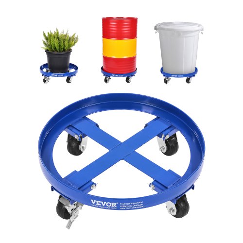 55 Gallon Drum Dolly, 2000 lbs Load Capacity, Heavy-Duty Barrel Dolly with Cross Braces and 4 Swivel Caster Wheels, Non Tipping Hand Truck Capacity Dollies for Warehouse Drum Handling, Blue
