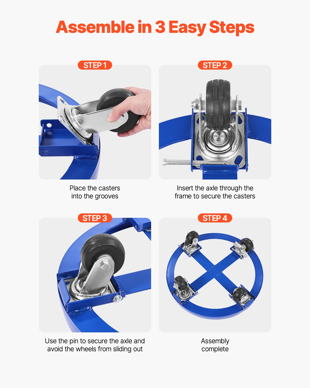 55 Gallon Drum Dolly 2000 lbs Barrel Dolly Cart Drum Caddy 4 Casters