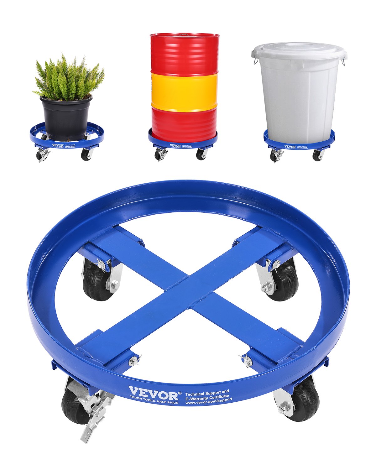 55 Gallon Drum Dolly 2000 lbs Barrel Dolly Cart Drum Caddy 4 Casters