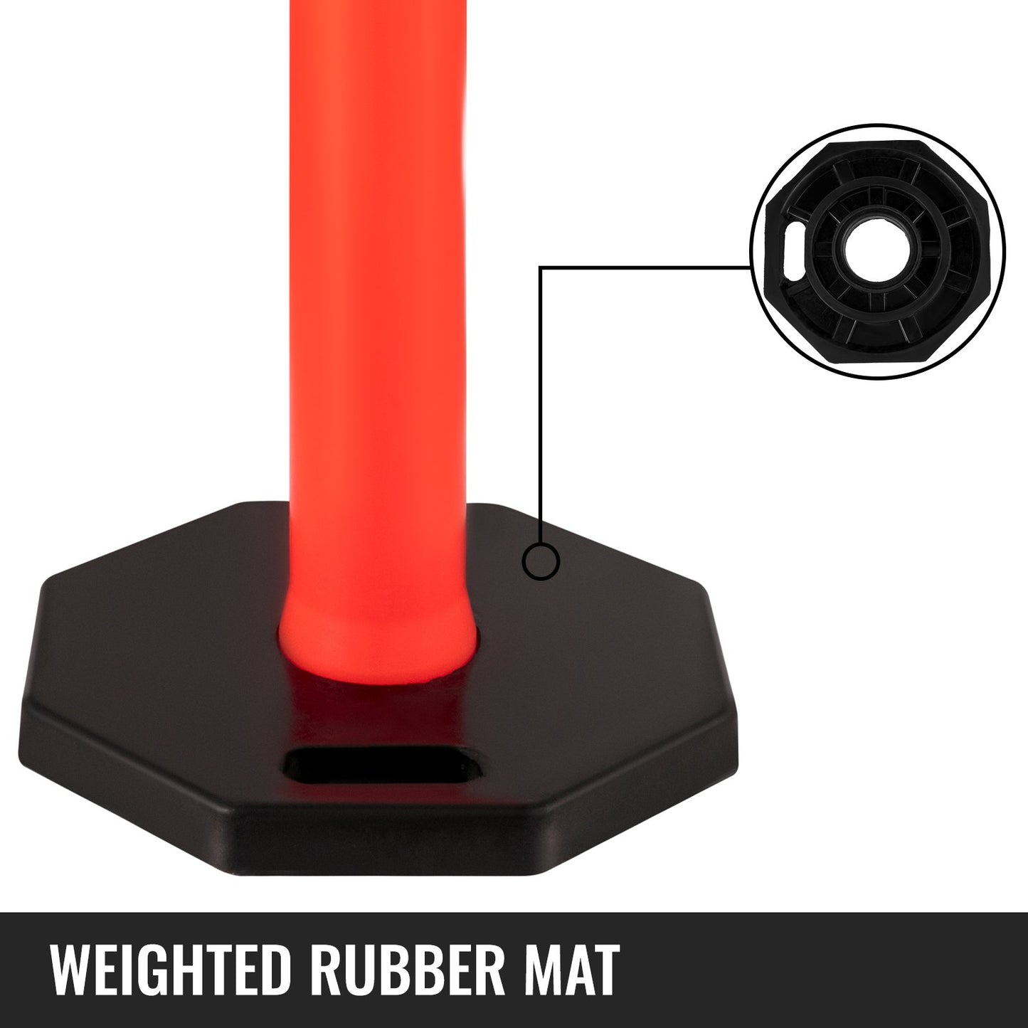 5Pack Delineator Posts 44 Inch Height, Orange PE Delineator Post Kit 10 inch Reflective Band, Traffic Delineator Posts with Rubber Base 16 inch for Construction Sites, Facility Management etc.