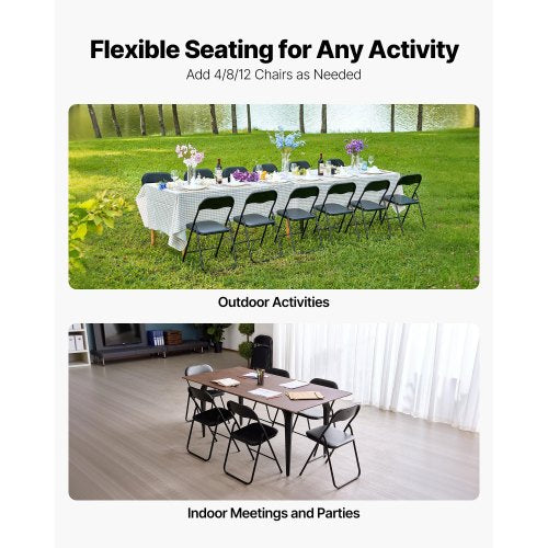 4er-Pack Klappstühle tragbare Ledersessel mit gepolsterten Kissen schwarz