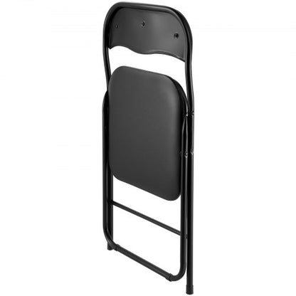 4er-Pack Klappstühle tragbare Ledersessel mit gepolsterten Kissen schwarz