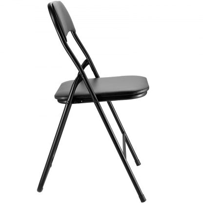 4er-Pack Klappstühle tragbare Ledersessel mit gepolsterten Kissen schwarz