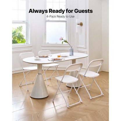 4er-Pack Klappstühle, tragbare Kunststoffstühle mit robustem Metallrahmen