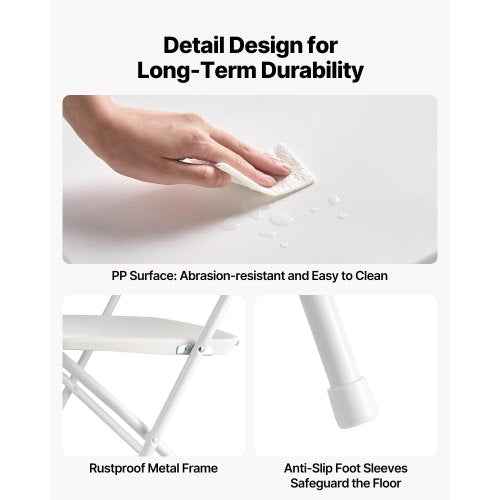 6-pack of folding chairs, portable plastic chairs with heavy-duty metal frame