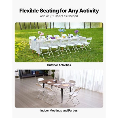 6-pack of folding chairs, portable plastic chairs with heavy-duty metal frame