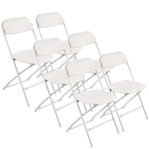 6-pack of folding chairs, portable plastic chairs with heavy-duty metal frame