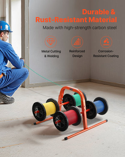 Wire Spool Rack, 100 lbs Capacity, Smart Hand Caddy, Heavy-Duty Steel Wire Dispenser Holder for Up to 8 Spools, MAX 9.45 in Diameter, Easy Lift Design for Electrical Industrial and Retail Use