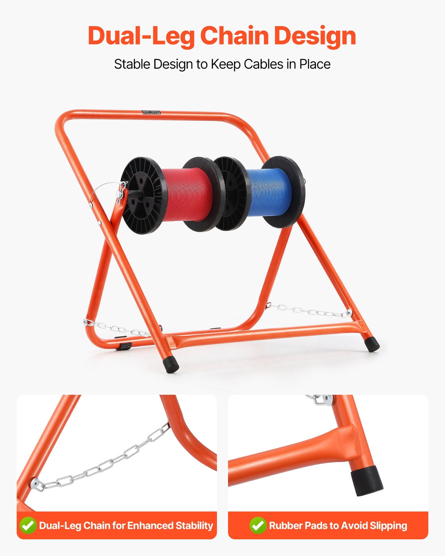 Cable Caddy, Heavy Duty Steel Frame, Spool Holder for Electrical Wires, Portable Wire Dispenser for Up to 20 in Diameter Spools, 100 lbs Capacity for Cable Reels, Electrical Industrial Retail