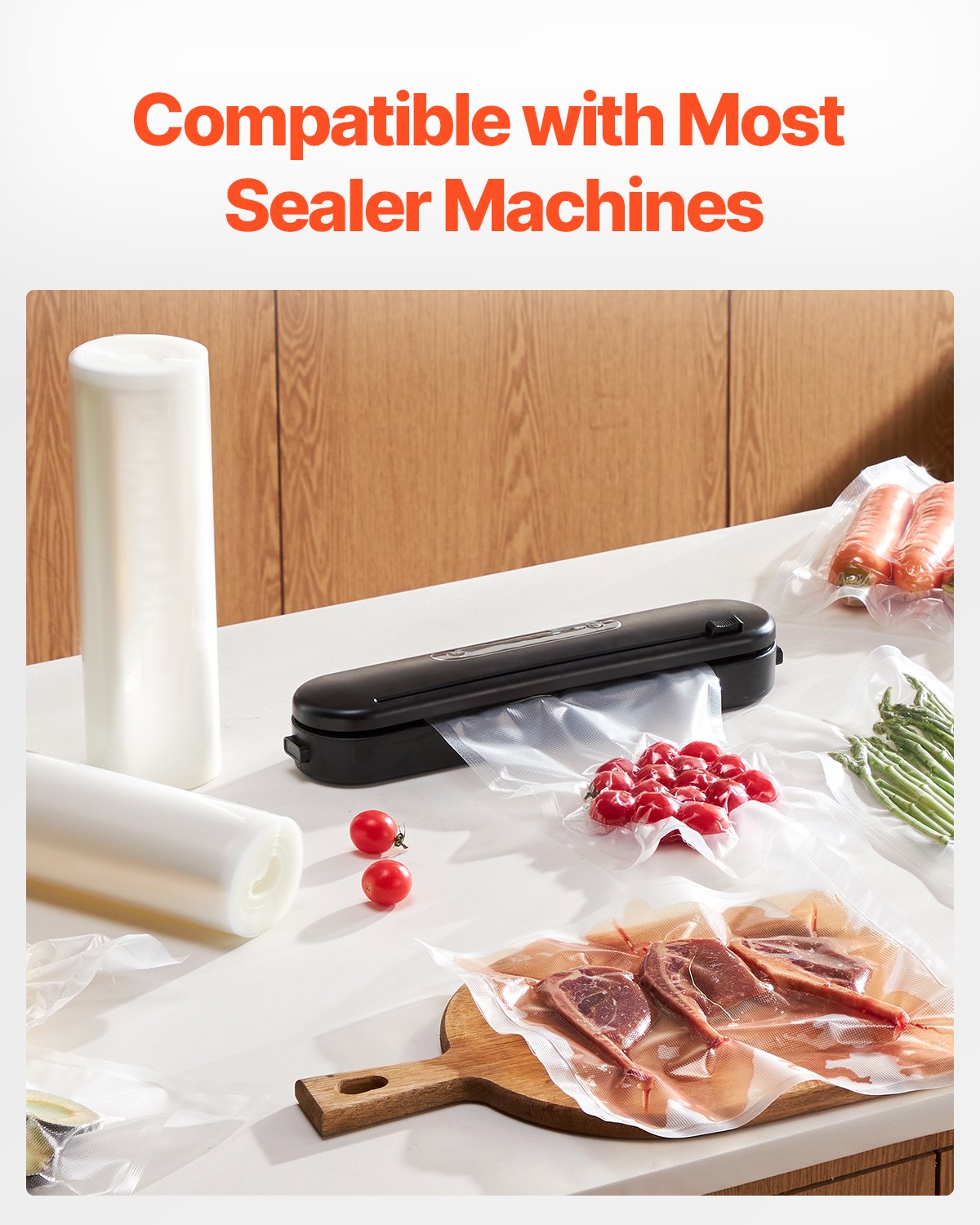 Vacuum Sealer Bags, 2 Rolls 11 In x 50 Ft, Non-BPA Food Grade Seal A Meal Bags, Customizable Freezer-friendly Vac Sealing Bag for Food Saver, Food Storage Vacuum Bags for Meal Prep or Sous Vide