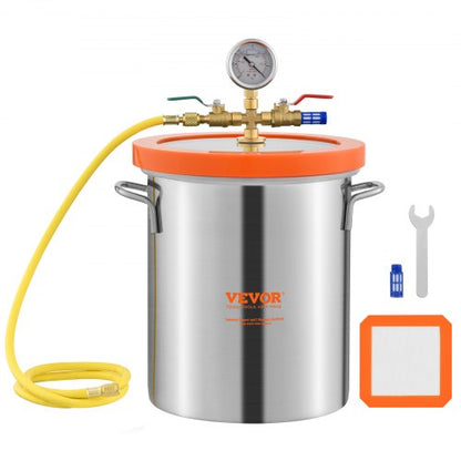 3 Gallon Vacuum Chamber, Upgraded Tempered Glass Lid Vacuum Degassing Chamber, 304 Stainless Steel Chamber, for Stabilizing Wood, Resin Degassing, Silicone Degassing and Plaster Degassing