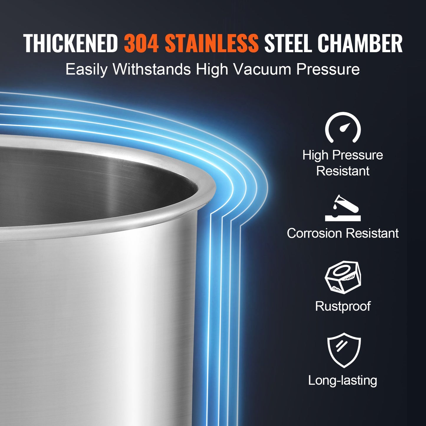 3 Gallon Vacuum Chamber, Upgraded Tempered Glass Lid Vacuum Degassing Chamber, 304 Stainless Steel Chamber, for Stabilizing Wood, Resin Degassing, Silicone Degassing and Plaster Degassing