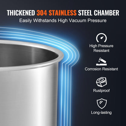3 Gallon Vacuum Chamber, Upgraded Tempered Glass Lid Vacuum Degassing Chamber, 304 Stainless Steel Chamber, for Stabilizing Wood, Resin Degassing, Silicone Degassing and Plaster Degassing