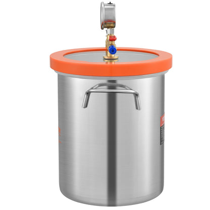 3 Gallon Vacuum Chamber, Upgraded Tempered Glass Lid Vacuum Degassing Chamber, 304 Stainless Steel Chamber, for Stabilizing Wood, Resin Degassing, Silicone Degassing and Plaster Degassing