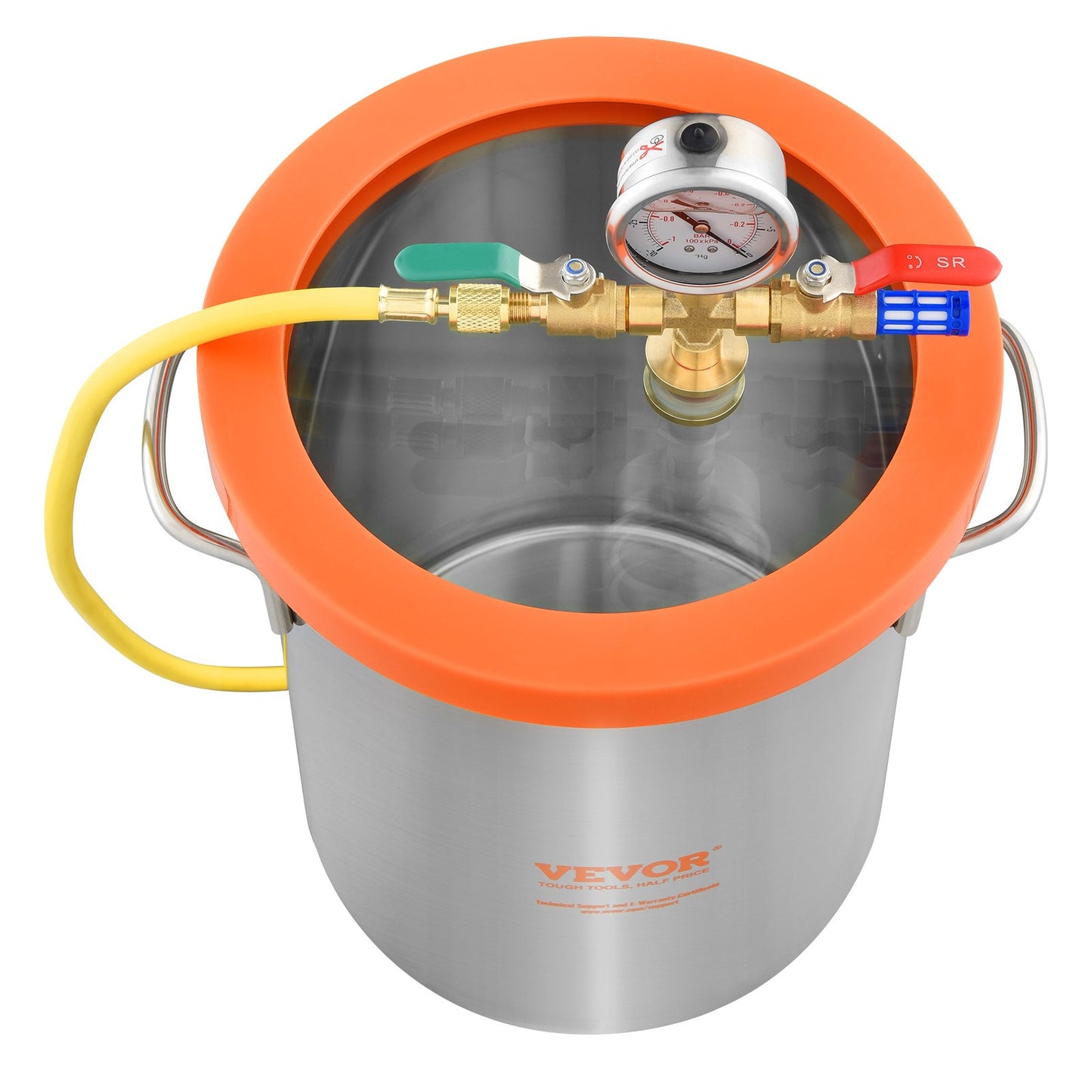 3 Gallon Vacuum Chamber, Upgraded Tempered Glass Lid Vacuum Degassing Chamber, 304 Stainless Steel Chamber, for Stabilizing Wood, Resin Degassing, Silicone Degassing and Plaster Degassing