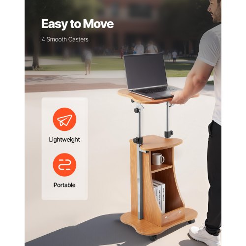 Podiumställ 43 i träpulpet med hjul, förvaring, höjdjusterbar