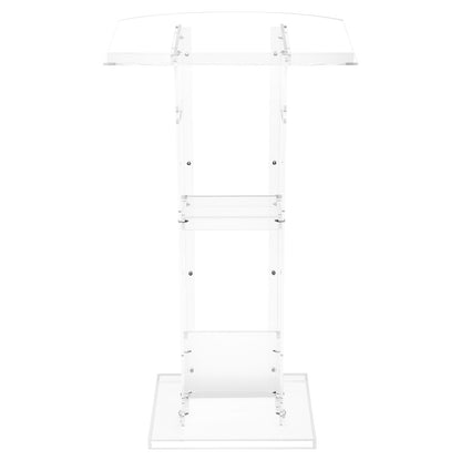 Podium Stand, 43-Inch Acrylic Lectern, Portable Laptop Desk with Wide Reading Surface and Storage Shelf, Book Stopper, Floor-Standing, for Classroom, Wedding, Conference, Lecture and Concert