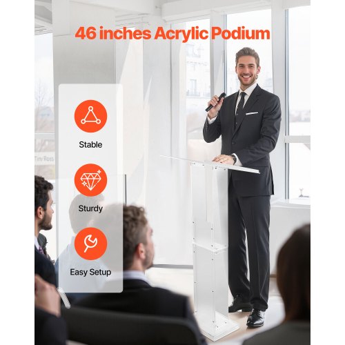 Podiumställ 50 tum Bärbar Akryl Lespultner Förvaring Bred Läsyta