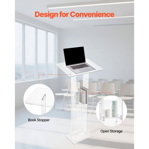 Podiumställ 50 tum Bärbar Akryl Lespultner Förvaring Bred Läsyta