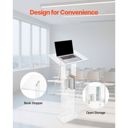 Podiumställ 50 tum Bärbar Akryl Lespultner Förvaring Bred Läsyta