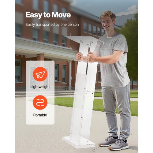 Podiumställ 50 tum Bärbar Akryl Lespultner Förvaring Bred Läsyta