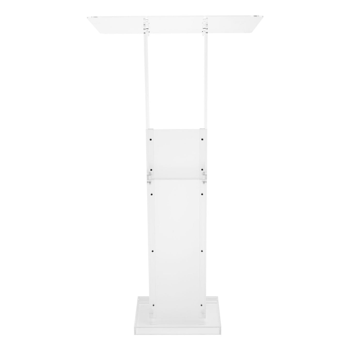 Podium Stand, 50-Inch Acrylic Lectern, Portable Laptop Desk with Wide Reading Surface and Storage Shelf, Book Stopper, Floor-Standing, for Classroom, Wedding, Conference, Lecture and Concert