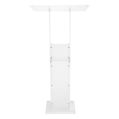 Podium Stand, 50-Inch Acrylic Lectern, Portable Laptop Desk with Wide Reading Surface and Storage Shelf, Book Stopper, Floor-Standing, for Classroom, Wedding, Conference, Lecture and Concert