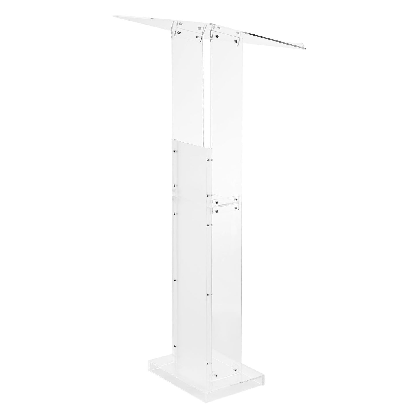 Podium Stand, 50-Inch Acrylic Lectern, Portable Laptop Desk with Wide Reading Surface and Storage Shelf, Book Stopper, Floor-Standing, for Classroom, Wedding, Conference, Lecture and Concert