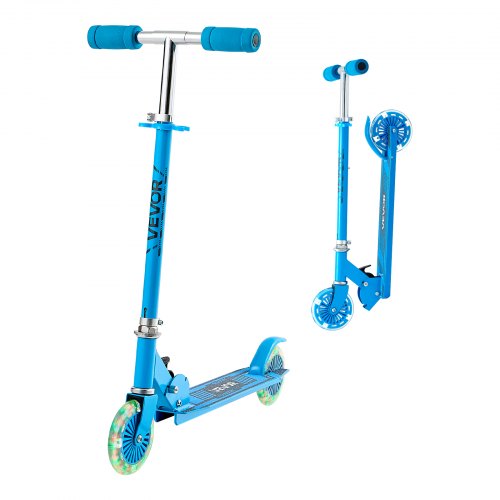 Kick Scooter for Kids Ages 3+, 2-Wheel Toddler Scooter with Light-Up Wheels, Adjustable Height Handlebar, Wide Anti-Slip Deck, Foldable Lightweight Frame for Boys & Girls up to 110 lbs, Blue