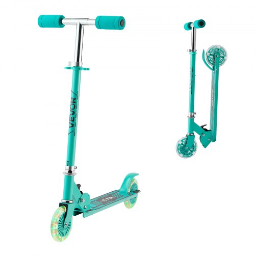 Kick Scooter for Kids Ages 3+, 2-Wheel Toddler Scooter with Light-Up Wheels, Adjustable Height Handlebar, Wide Anti-Slip Deck, Foldable Lightweight Frame for Boys & Girls up to 110 lbs, Green